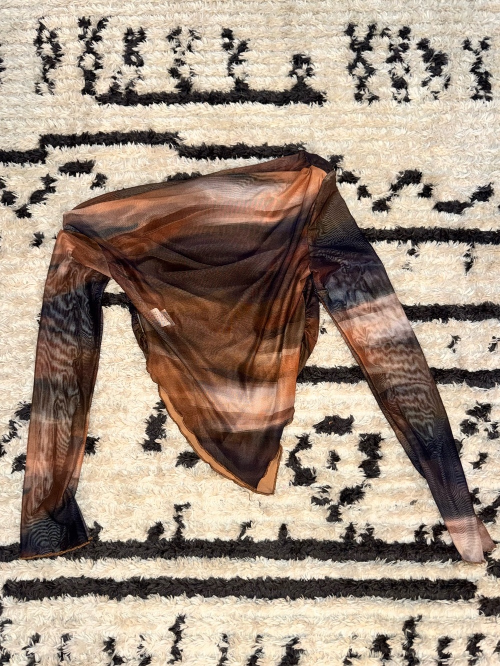 Off Shoulder Tie Dye Mesh Top - Picture 4 of 6